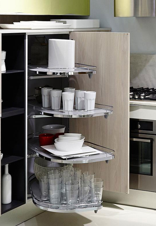 КОМПЛЕКТ левый, Леманс 600 мм, H 1265, Арена КЛАССИК, 4 полки, 4 доводчика, цвет ХРОМ Kessebohmer | официальный магазин