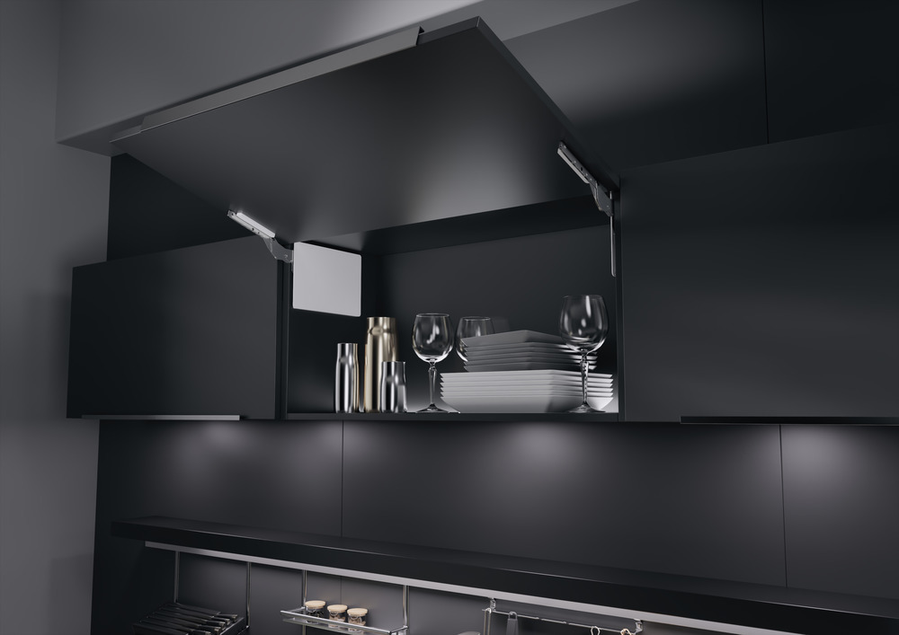 Полный комплект подъемного механизма ФриСлим ФЛАП c толкателем PTO тип II для накладного монтажа, цвет БЕЛЫЙ Kessebohmer | официальный магазин